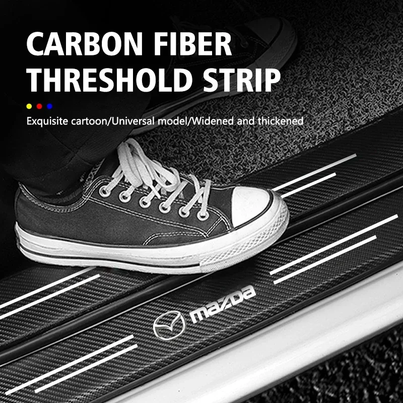 

4Pcs Door Sill Guard Carbon Fiber Stickers for Mazda CX30 CX5 Mazda3 Mazda6 CX3 Car Interior Accessories