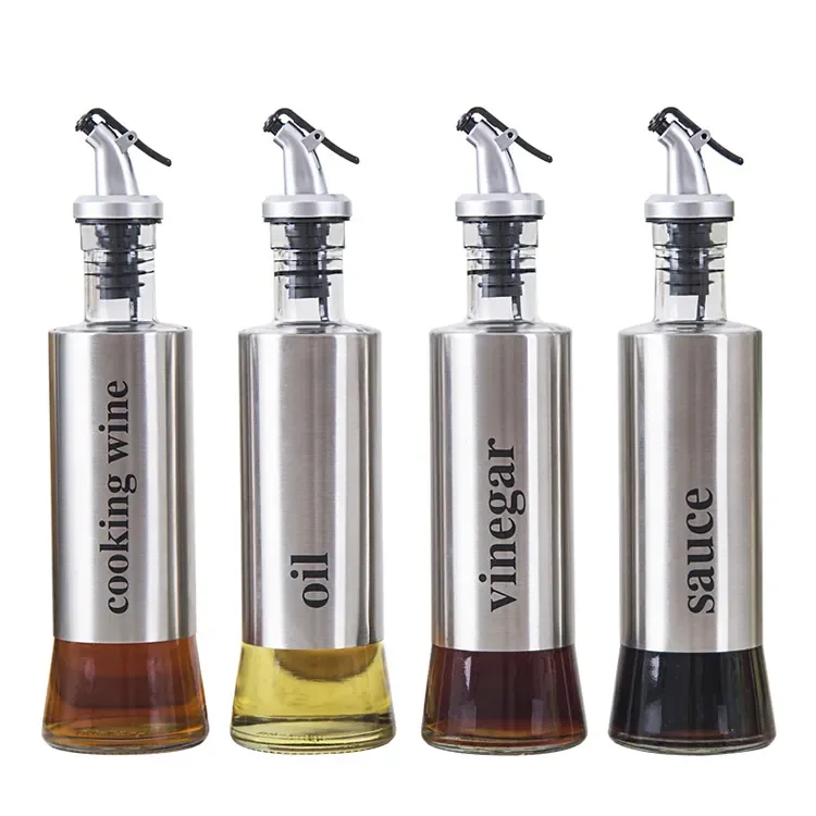 

Stainless Steel Oil Sprayer with Lever Lid and Glass Oil Bottle, Olive Oil Dispenser, 200ml,300ml, 500ml