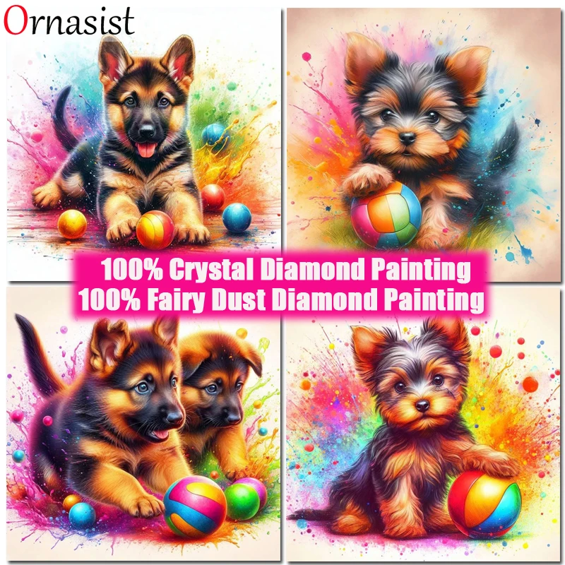 DIY Full Fairy Dust Drill Diamond Painting cross stitch Kit Home Decor Art Craft Dog Pet Family Handmade Gifts For Beginners