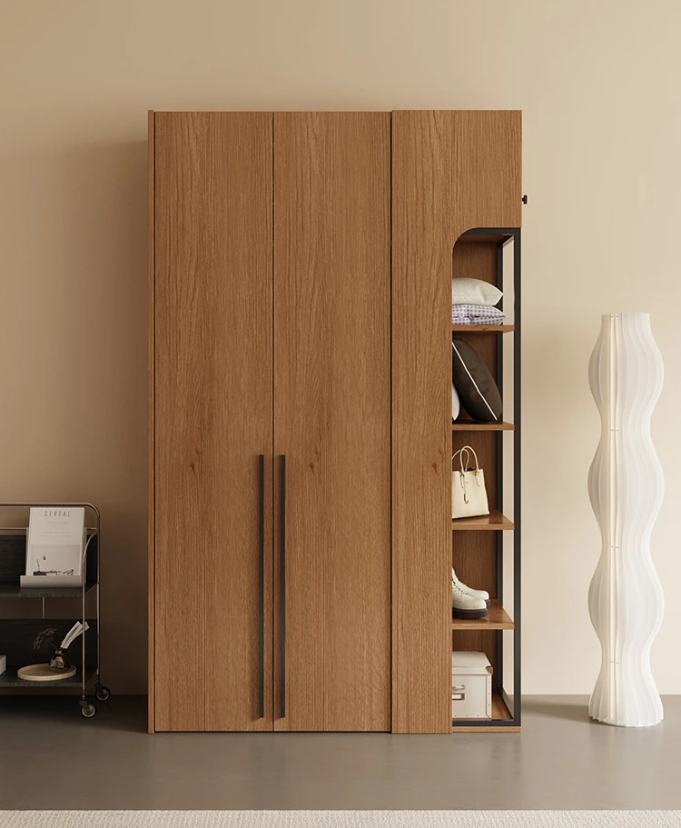 

Nordic solid wood wardrobe, modern minimalist small unit storage cabinet, wardrobe, bedroom, wooden furniture