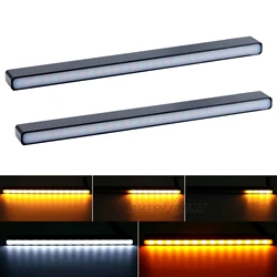 2X Universal 6'' 15cm 12V Daytime Running Light Bar LED Driving DRL Sequential Turn Signal Lamp Strips Car Assembly White Amber