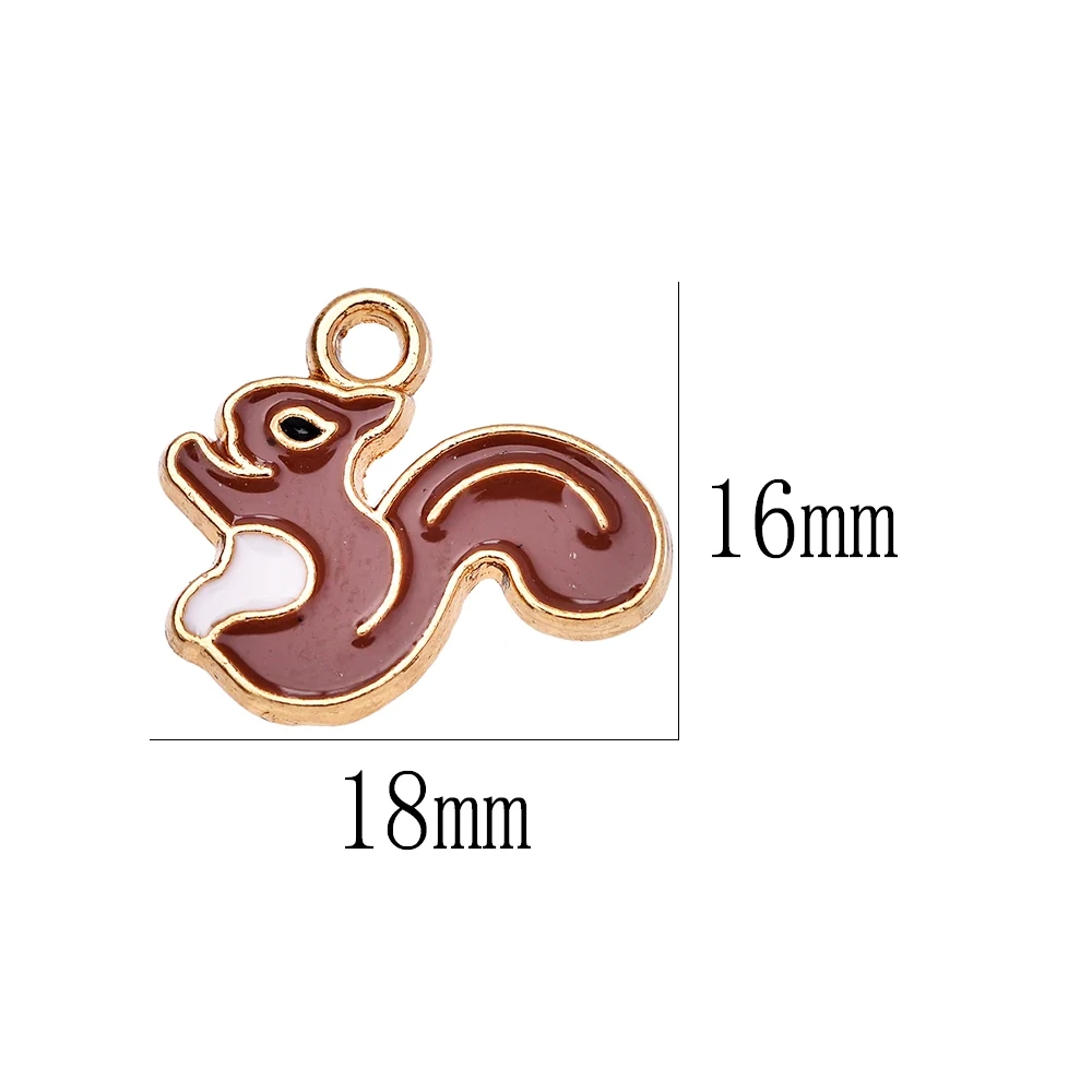 10pcs Cute Enamel Squirrel Alloy Animal Pendant DIY Crafts Jewelry Making Necklace Earrings Findings Accessory Animal Charm