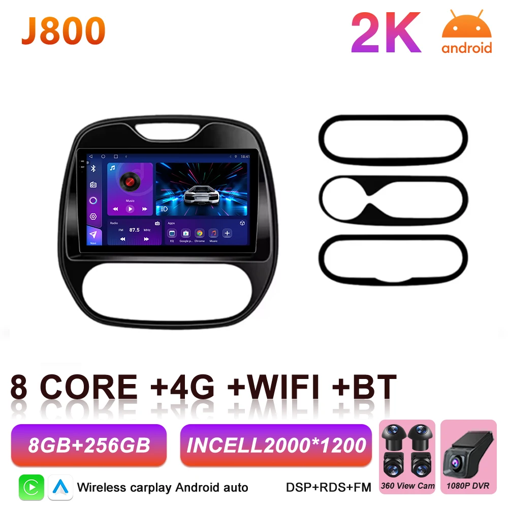 Android 16 Carplay autoradio voor Renault Kaptur Captur Clio Samsung QM3 2013 2014 2015 2016 GPS stereo multimediaspeler BT Wifi
