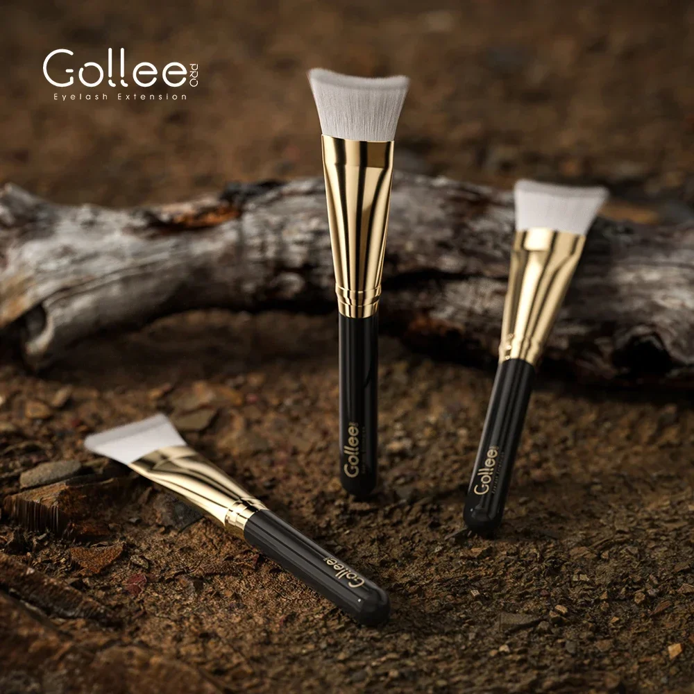 Gollee High Quality Black Brush for Foam Eyelashes Extension Soft Makeup Brush for Cheekbone Forehead Bone Facial Mousse Brush