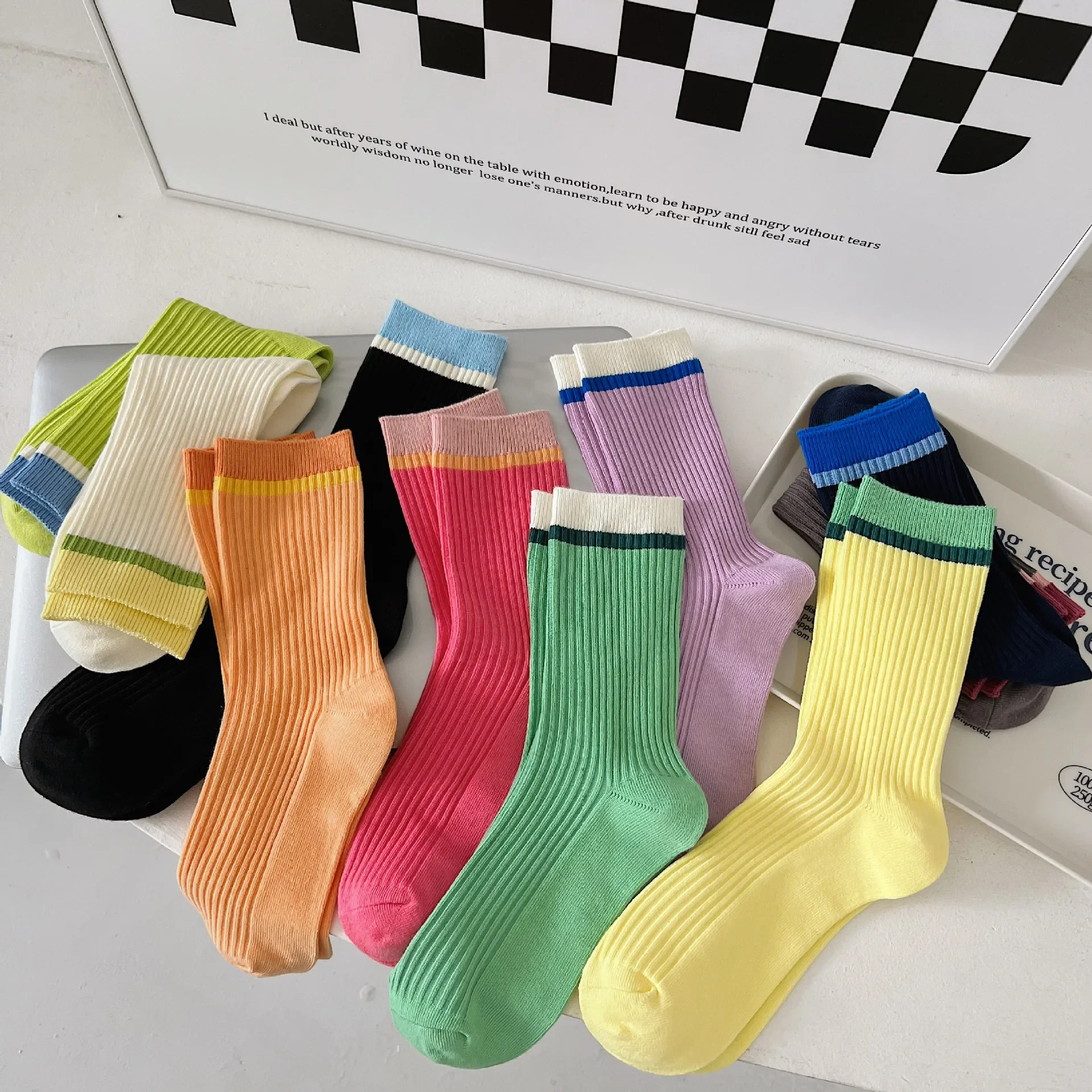 Candy Color Cotton Socks Korean Fashion Casual Harajuku Streetwear Sports Socks Women Girls Japanese Style Knitting Long Socks