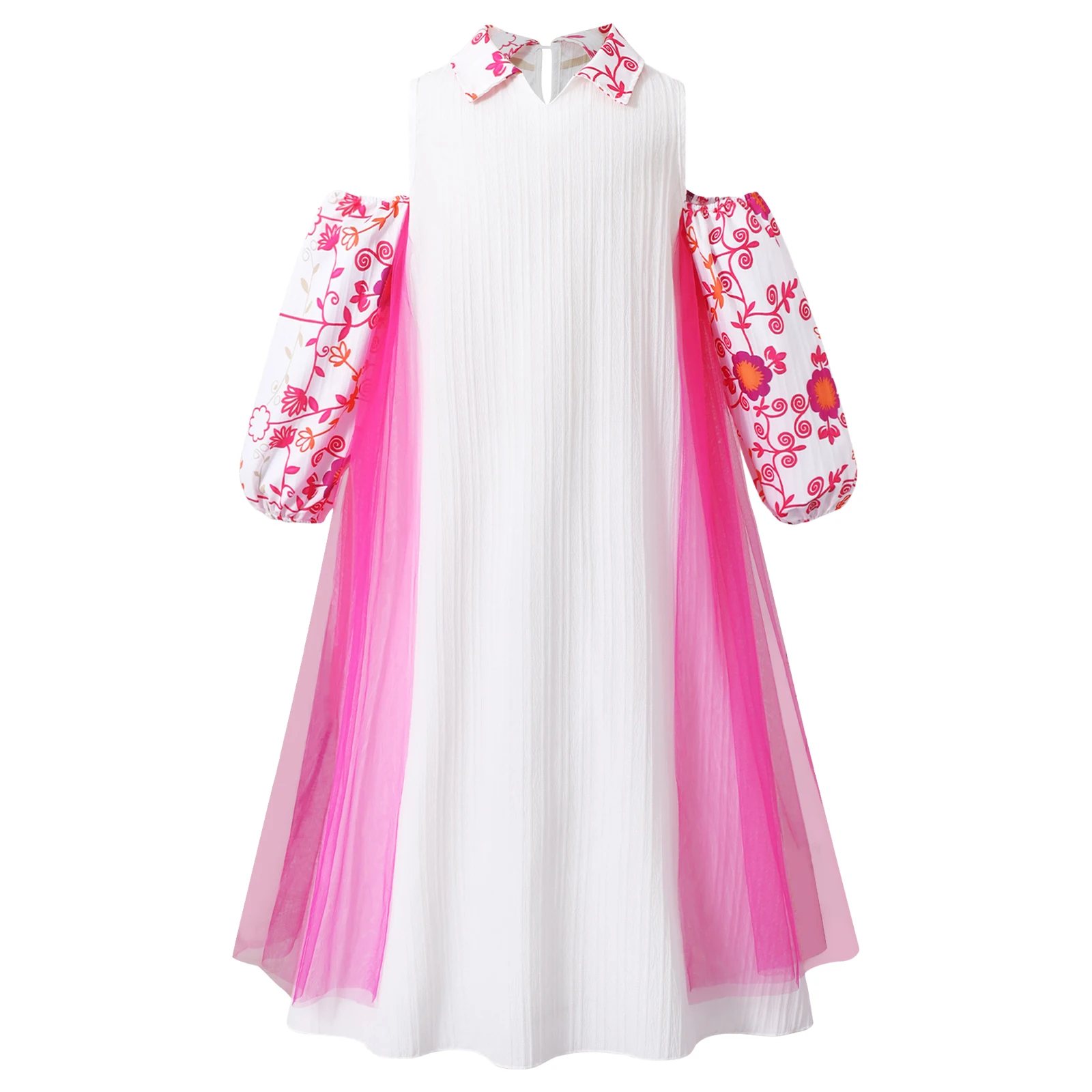 Girl Long Sleeve Mesh Patchwork Islamic Children Clothing Middle East Dress Ethnic-style Long Dress Stage Performance Dance Wear view 3
