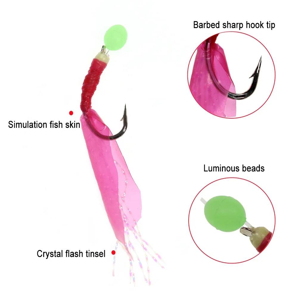 الجملة مقلد الأسماك Sabiki الحفارات المياه المالحة الاصطناعي الصيد السحر مضيئة البحر الطعم سلسلة السنانير فلاش بهرج السحر manuf