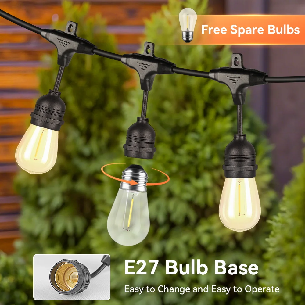 220V LED String Bulb 10M 15M 20M 30M Waterproof Festoon Light E27 Outdoor String Lights for Christmas Garden Decor Fairy Light