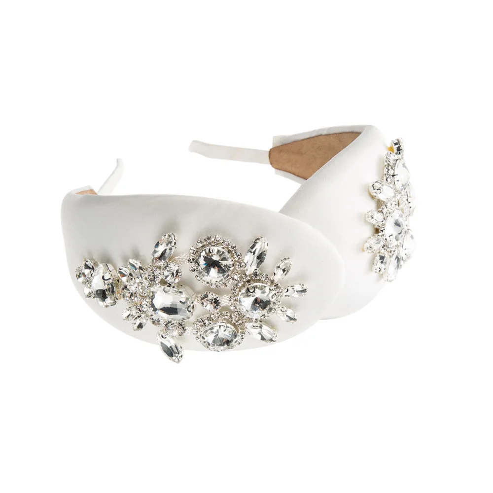 Fashion Baroque Super Shiny Glass Rhinestone Luxury Headband Wide Edge High-end Elegant Hair Accessory 5