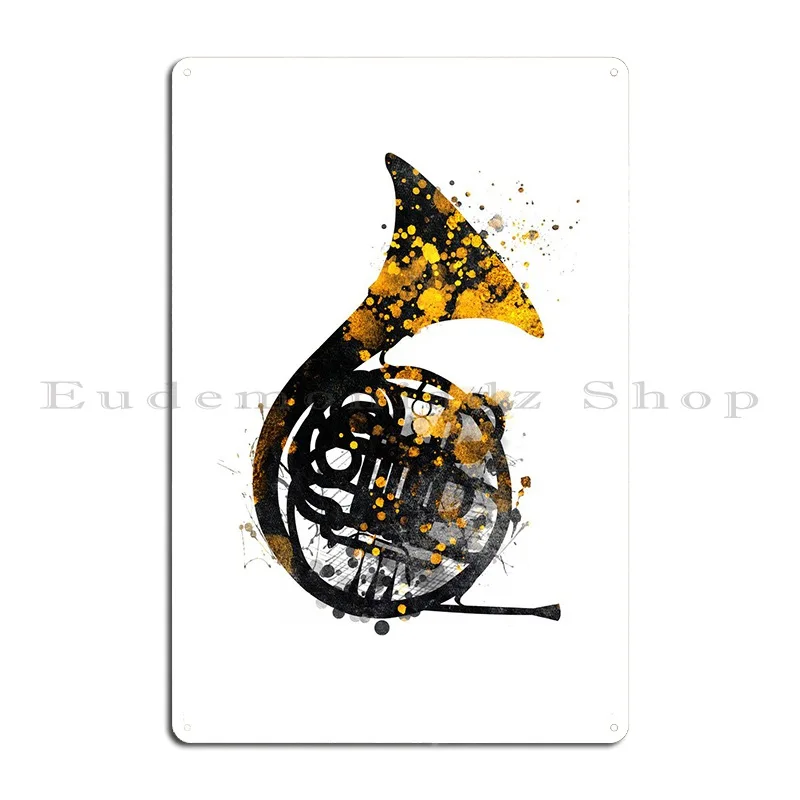 French Horn Music Art Metal Plaque Decoration Living Room Bar Cave Club Design Tin Sign Poster