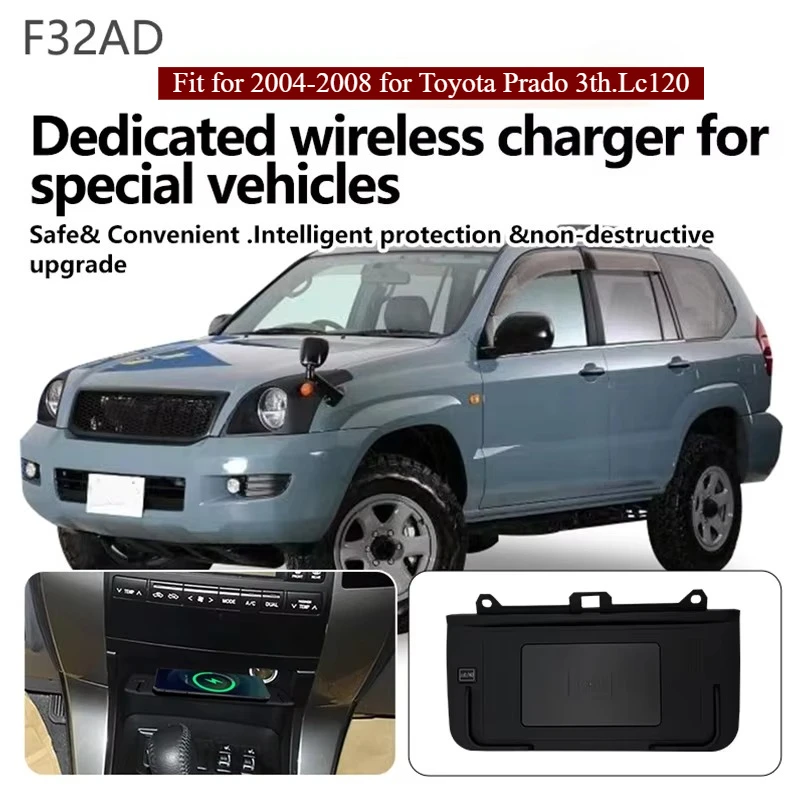 

Car Wireless Charger for Toyota Prado 2004 2005 2006 2007 2008 Accessories 15W Fast Phone Charging Plate Adapter Product