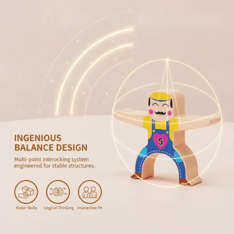 Montessori Educational Stacking Toys Non-Toxic Plastic Balance Strongman Dolls for Kids Family Game Night Party Favors