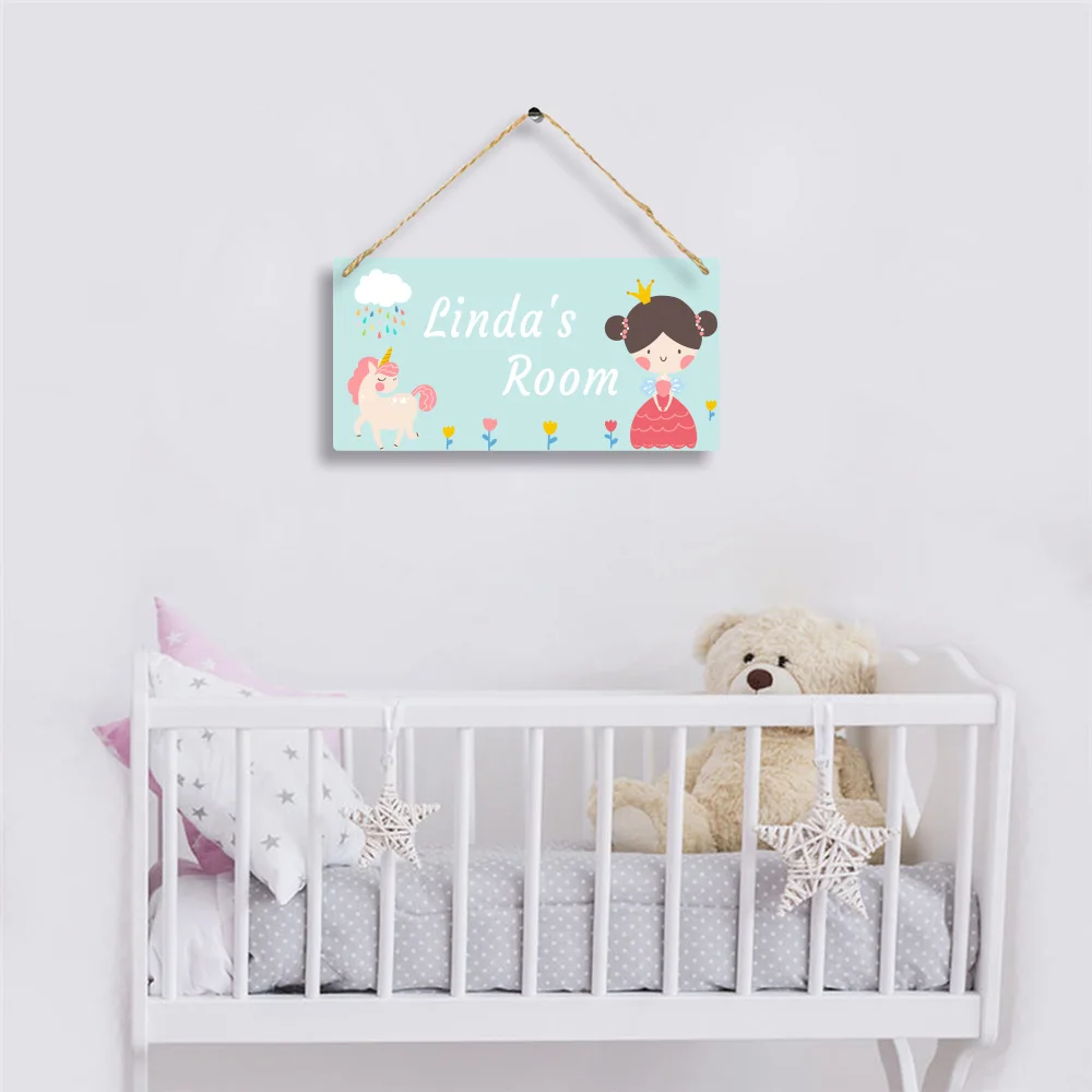 

1pc kids cute Customized Name Wall Hanging Sign Art Plaque For Home door Decor