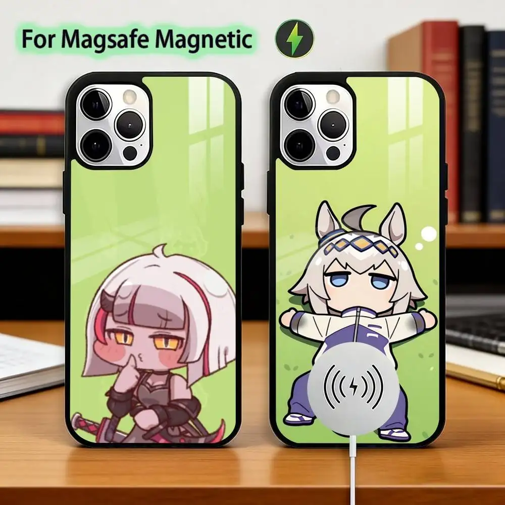 

Чехол для телефона Game T-Trickcal C-Chibi Go для iPhone 17, 16, 15, 14, 13, 12, 11 Plus, Pro, магнитный, для беспроводной зарядки Magsafe