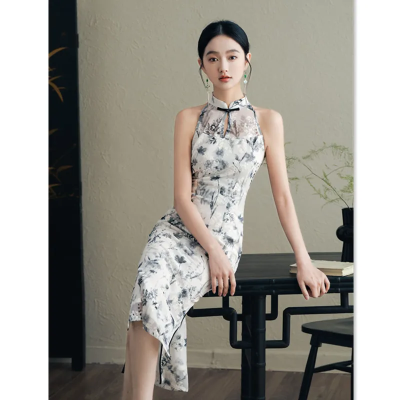 تحسين الموضة النمط الصيني الجديد الرسن الطويل خارج على الكتف شيونغسام تشى باو الربيع والصيف يتدفقون #3