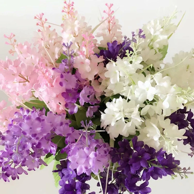 Pink White Purple Bouquet Artificial Hyacinth Fake Flowers Ceremony Decoration Arrangement Wedding Bouquet Home Party Decoration