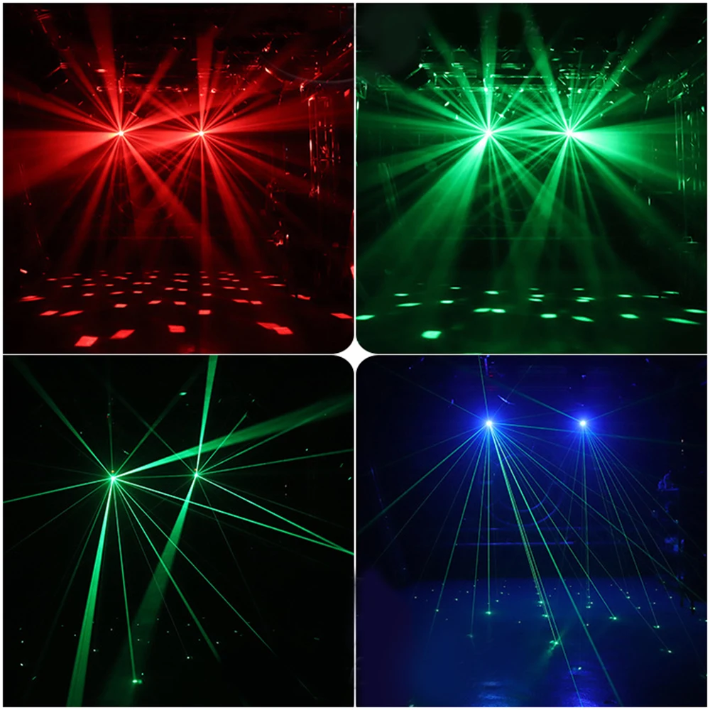 RGB Double-sided Shaking Head Stage Lamp Kaleidoscope Laser Lamp Star Sky Projection Lamp KTV Flash Party Festival Atmosphere