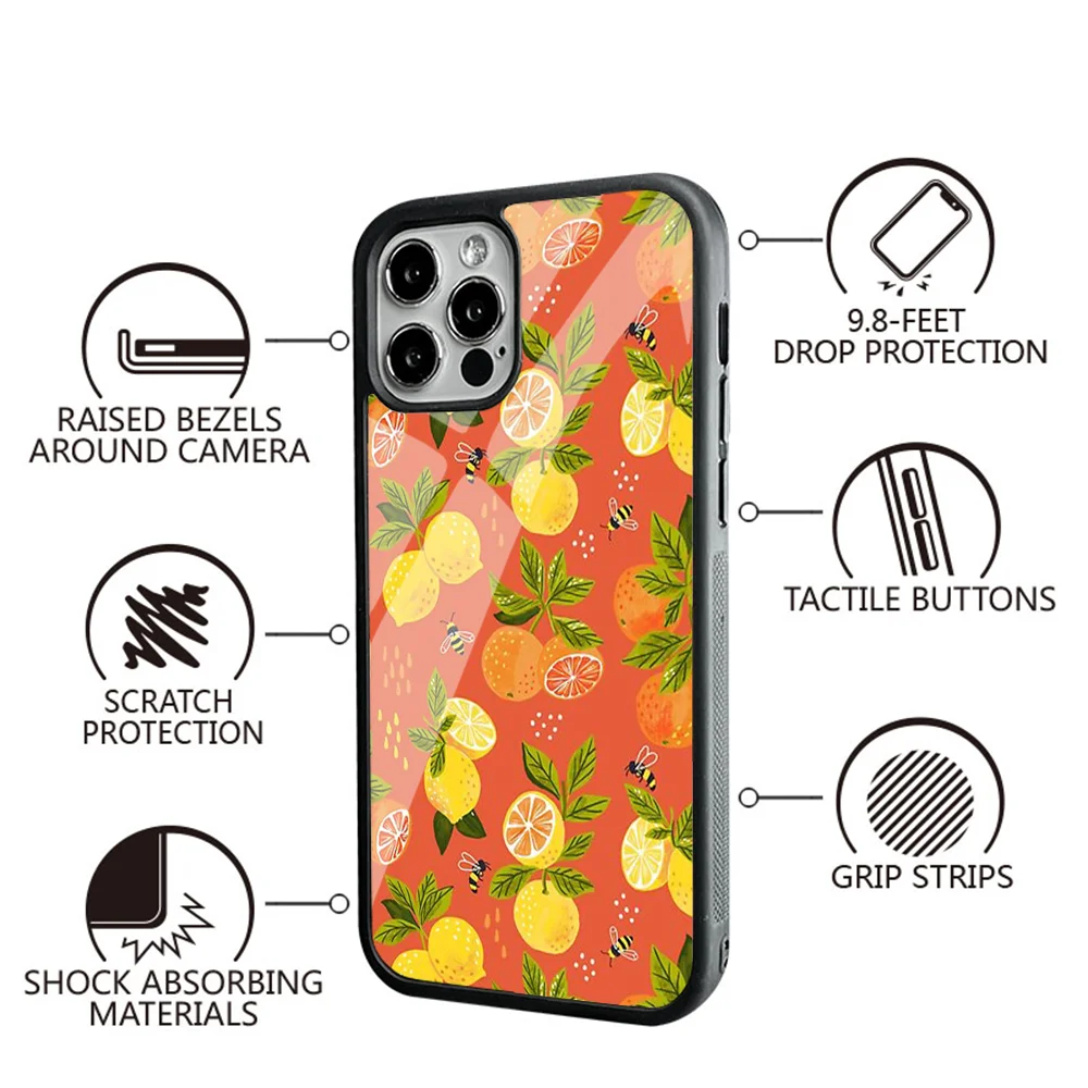 Lemons Phone Case For IPhone 11 12 13 14 15 Plus Pro Max Mirror Acrylic PC TPU Cover