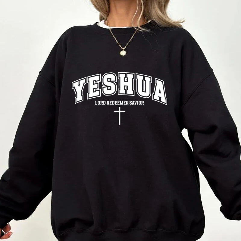 Vintage Yeshua Sweatshirt Christian Yeshua Religious Hoodie Aesthetic Faith Clothing Jesus Bible Verse Pullover Woman Clothes