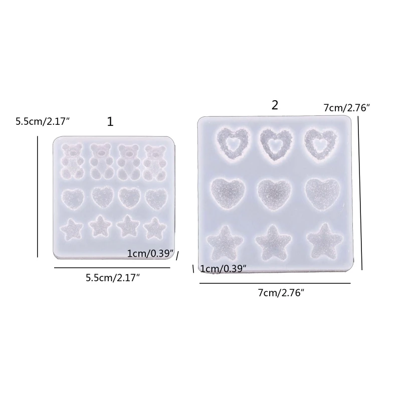 Stampi in resina per forcina creativa Orso cartone animato Stella Stampo epossidico a forma di cuore Stampo artigianale fai-da-te Fermagli per capelli Stampo in silicone per donne Ragazze