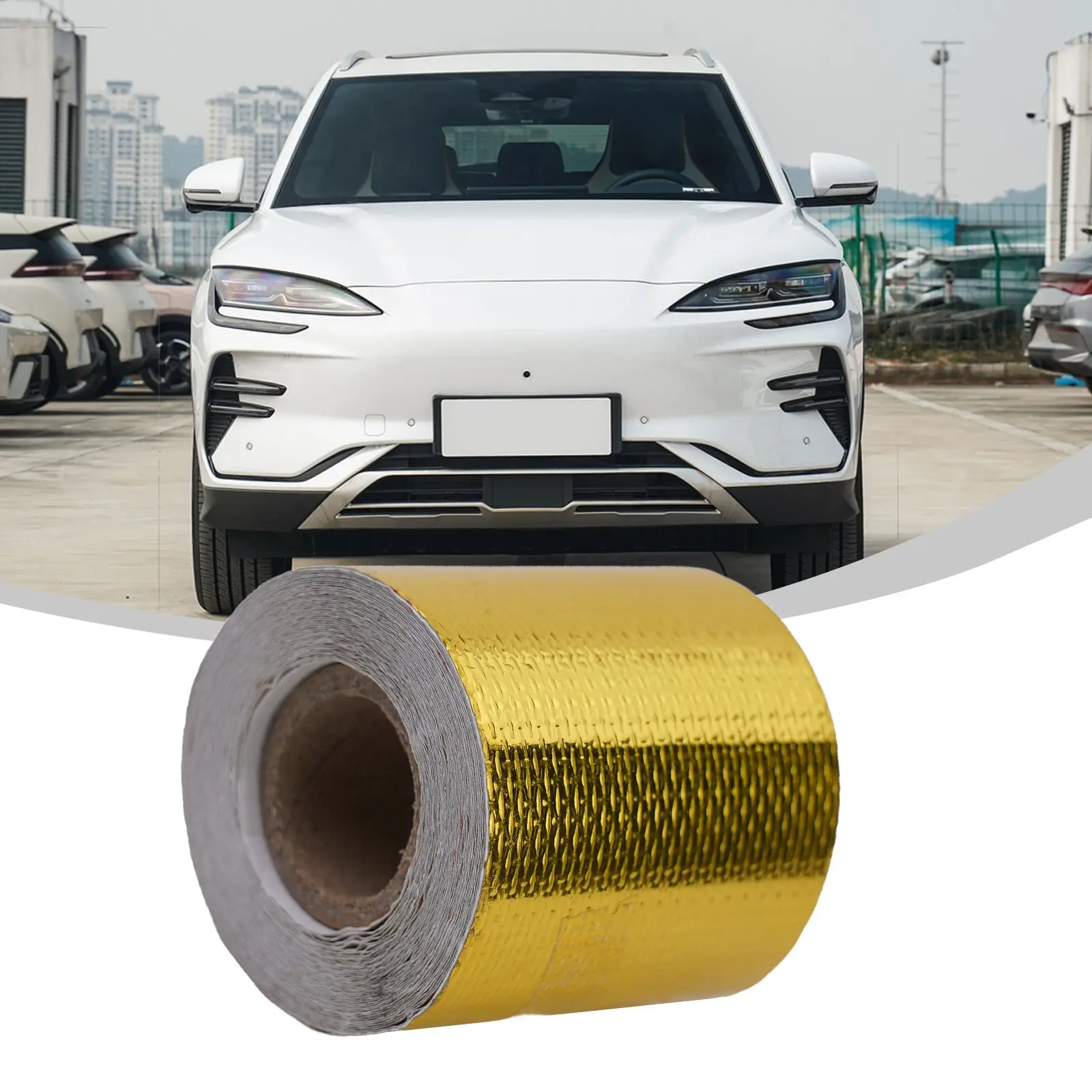 Tape Insulation Tape Niversal Fitment Aluminum Foil Golden Air Intake Pipe Car Truck Parts Exhaust Tube Golden Design view 2