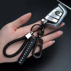 DIY Fashion Plate Mobile Phone Pingente Keychain For Men Punk Simple Fabric Fabric LEATHER CORDA 8 Main Sales Leather Keychain - №1
