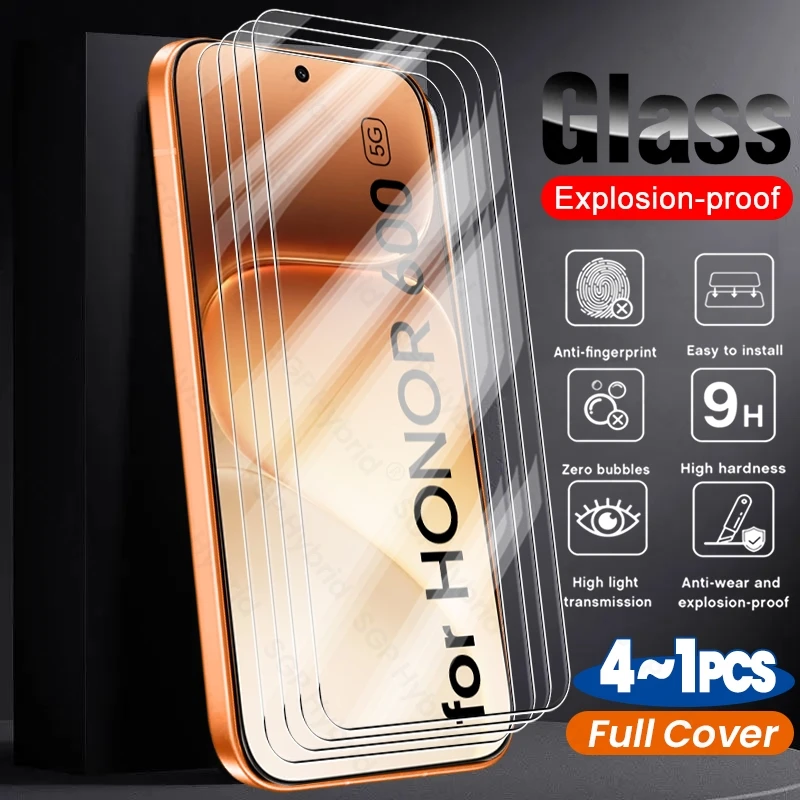 

4-1Pcs Full Cover Tempered Glass for Honor 600 Pro 5G 9H Screen Protector Unlock Film on Honor600 Pro Honer 600Pro Honor600Pro