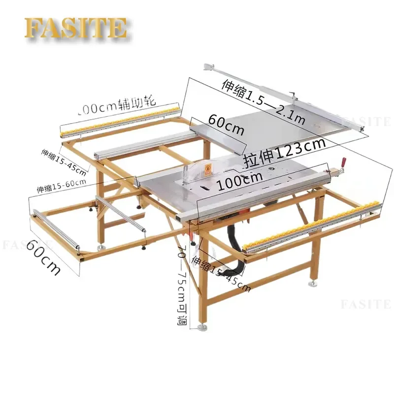 For Woodworking Multi-function Push-pull Table Saw Brushless Motor Dust-free Safe Mechanical Push Table Compact Design for