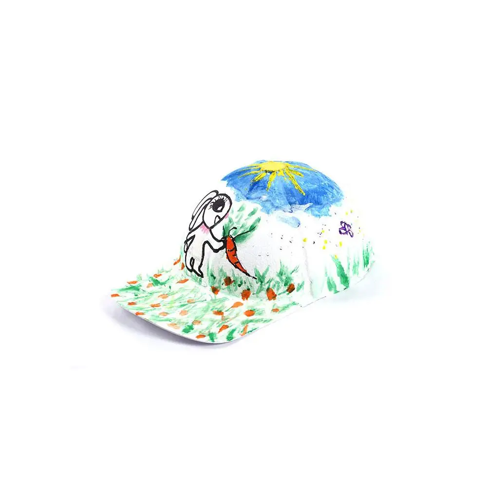 3 Pcs Blank Peak Caps White Color Adjustable Buckle Unisex Baseball Hats Graffiti Drawing DIY Painting Outdoor Sun Protection