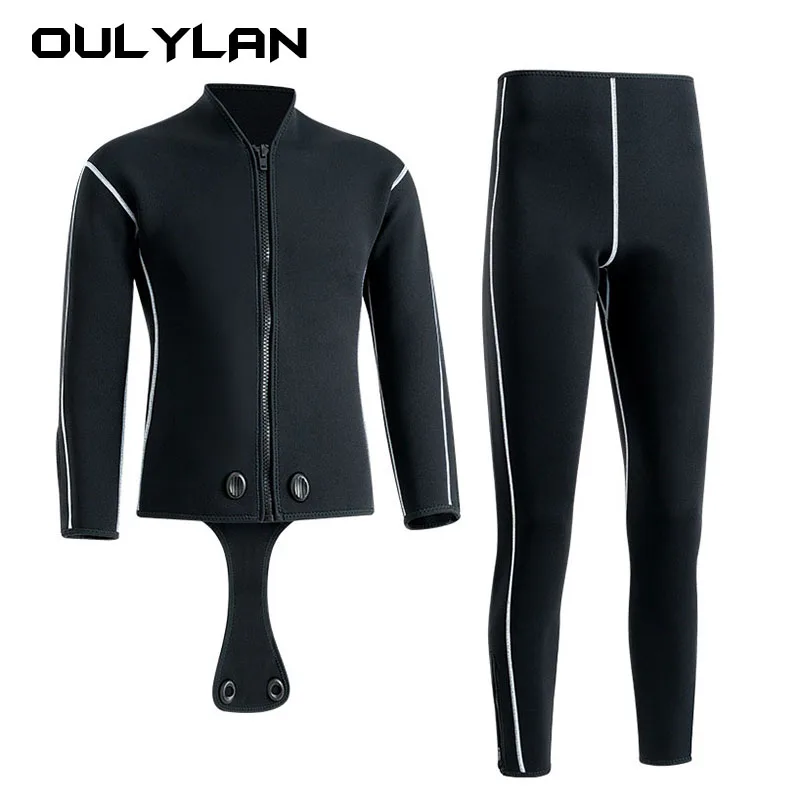 

3/5mm Thicken Deep Dive Wetsuit for Men Split Black Diving Suit Keep Warm Professional Snorkeling Free-diving Spearfishing Set