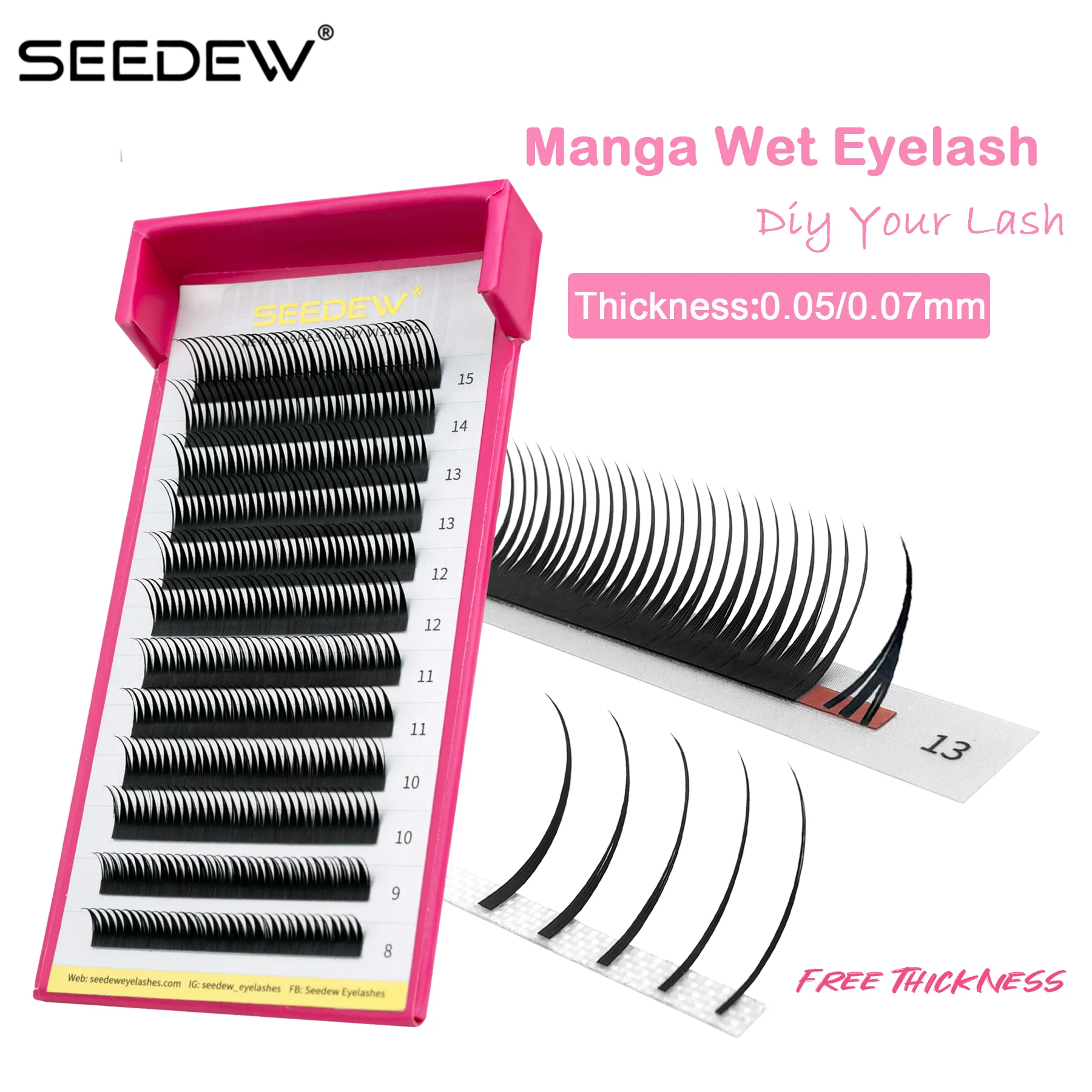 SEEDEEW C/D/LJ/LB/LC Manga Wet - огляд і ціна Eyelash Extension Wet Look