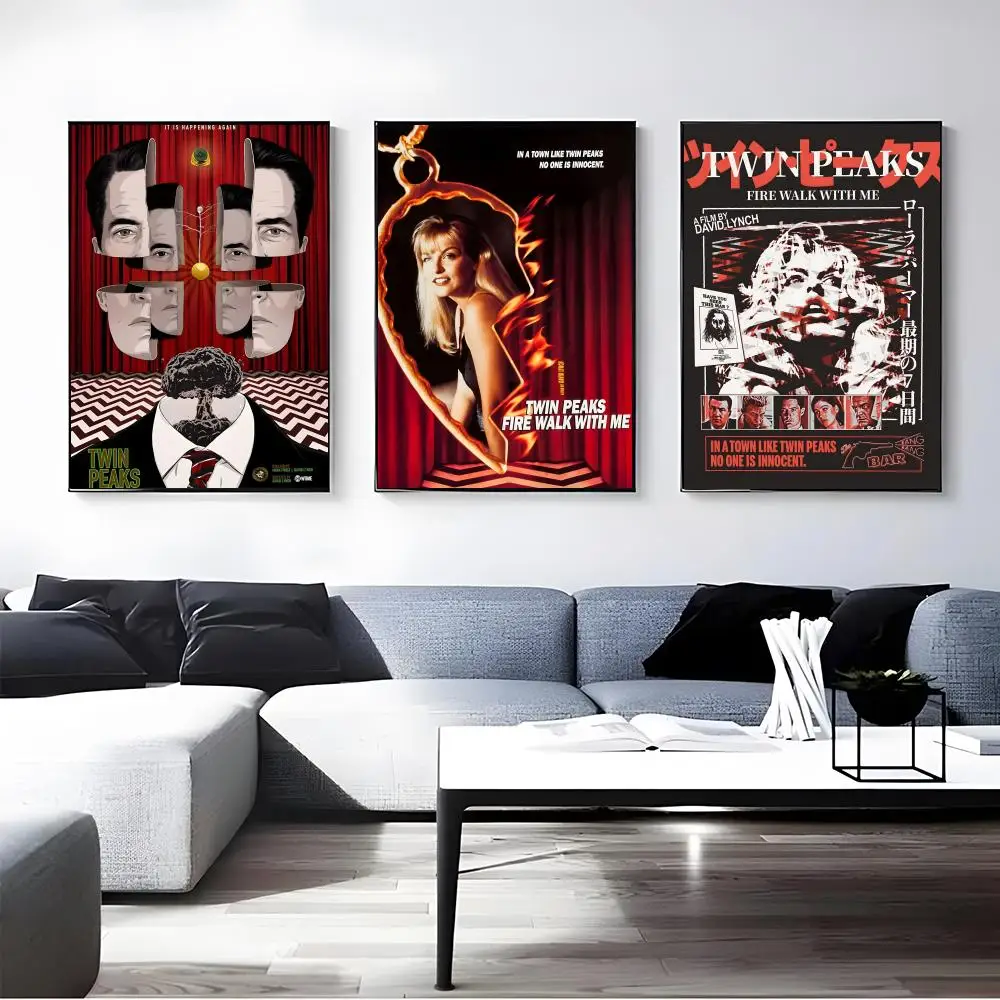 TV Series Twin Peaks Poster Self-adhesive Art Waterproof Paper Sticker Coffee House Bar Room Wall Decor