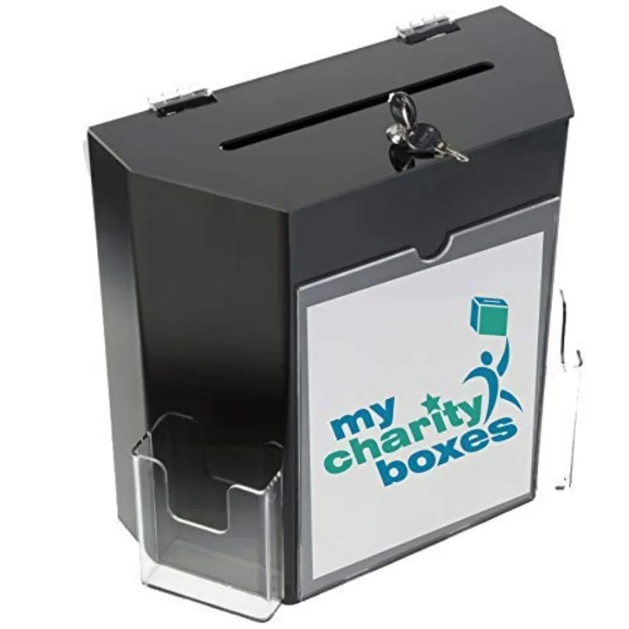 

MCB Donation Collection Office Suggestion Acrylic Ballot Box 9 x 8 inch with Display area of 8 x 3.75 inch comes with 2 busines