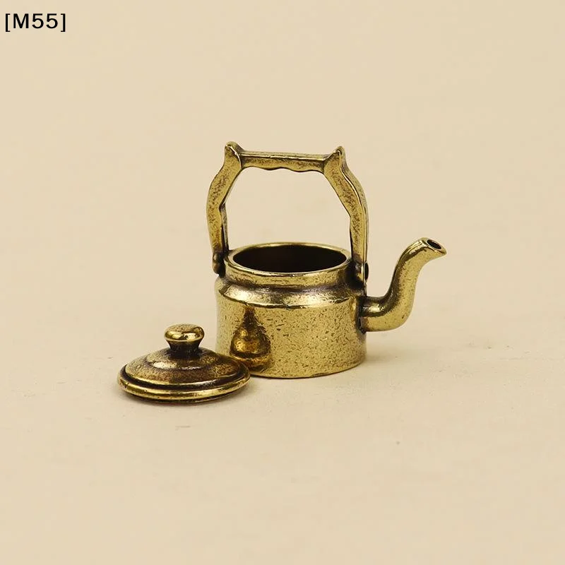 1Pcs Desk Ornament  Copper Mini Fingertip Kettle Teapot Pocket Incense Burner Retro Brass Tea Pet Home Decor Accessories[M55]
