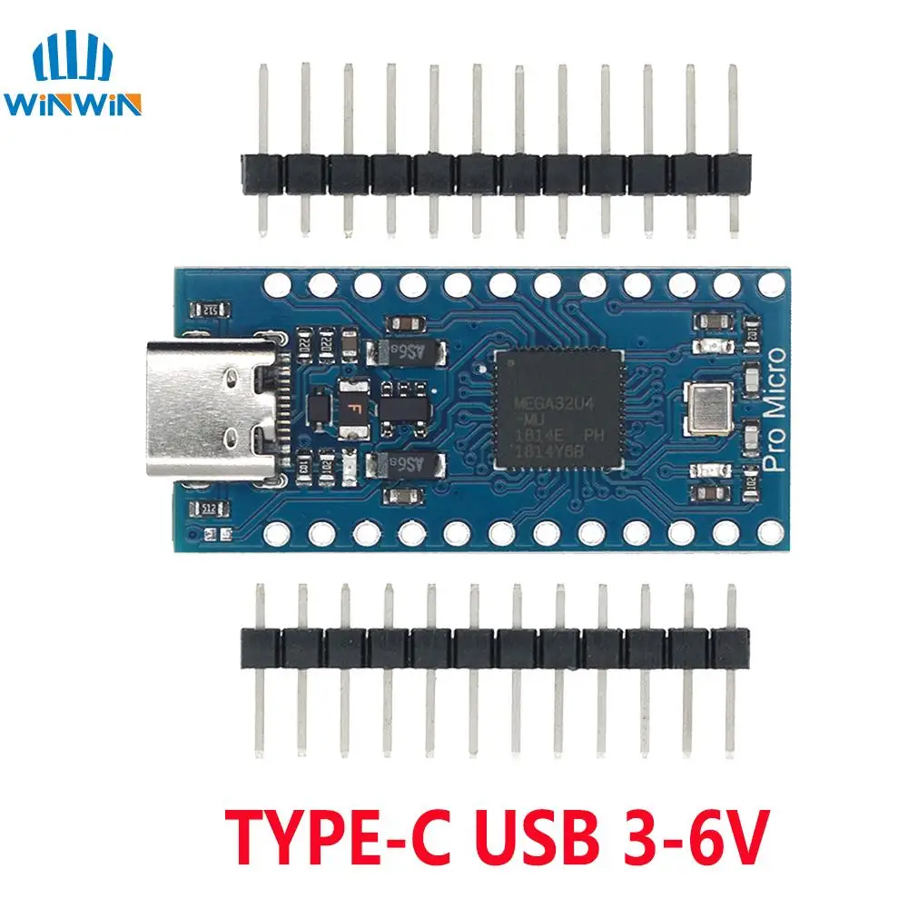 Pro Micro ATMEGA32U4 5V/16MHZ module With the bootloader for arduino MINI USB/Micro USB/TYPE-C with 2 row pin header for arduino