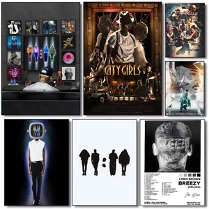 ホットニュークリスブラウンラッパーポスターHDアートスティッキーウォール防水ホームリビングルームベッドルームバー美的装飾 10ベストセールスクリスブラウンアート-6