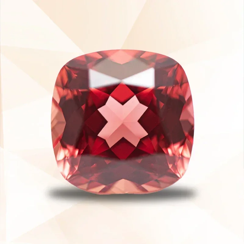 

L-Lab Grown Sapphire Sunset Red Color Square Cushion VVS1 Selectable AGL Certificate Charms Beads for Diy Jewelry Making Materia