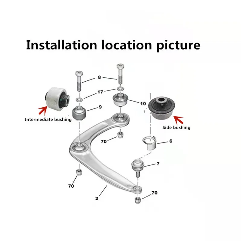 3523AG 352380 For Peugeot 206 206CC 207  for Citroen C2 Triangle Arm Bushing Hinged Sleeve，(Instrument Parts & Accessories)