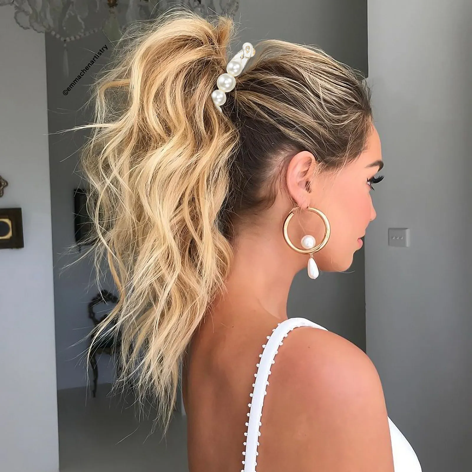 

Pearl Hair Clamp Creative Pearl Hair Catch Barrettes Comfortable Toothed Fasteners for Daily Outfit Elegant Look French