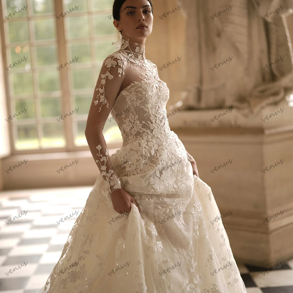 

Роскошные свадебные платья A Line Очаровательные свадебные платья с длинными рукавами Халаты для официальной вечеринки Скромные платья Vestidos De Novia по индивидуальному заказу 2025