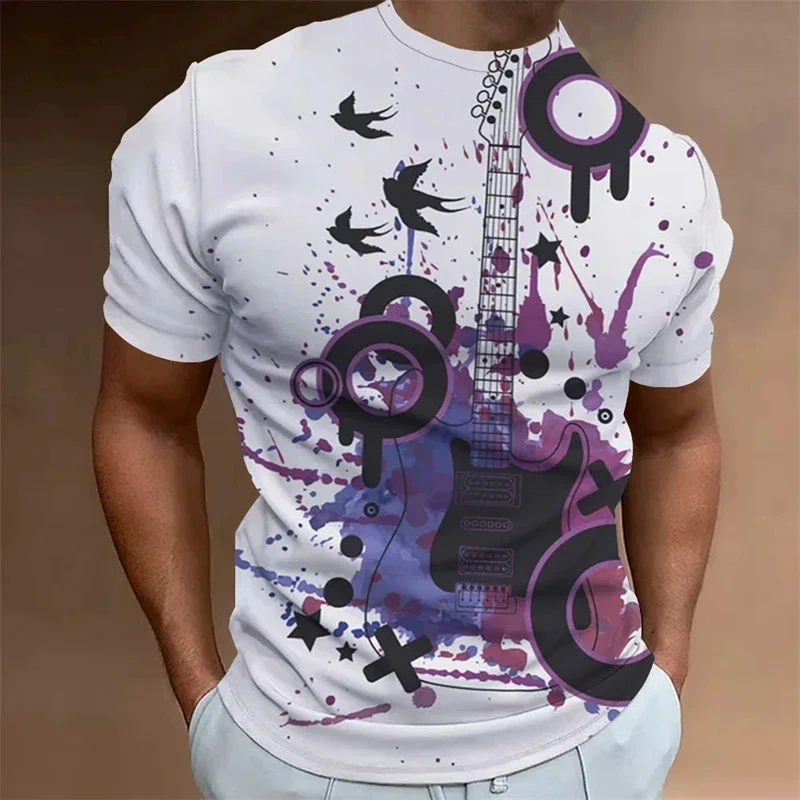 

Balck 3D Music Notes Printed Women's T-Shirt Daily Casual Short Sleeve Man T Shirts Street Designer Tees Men's Clothing