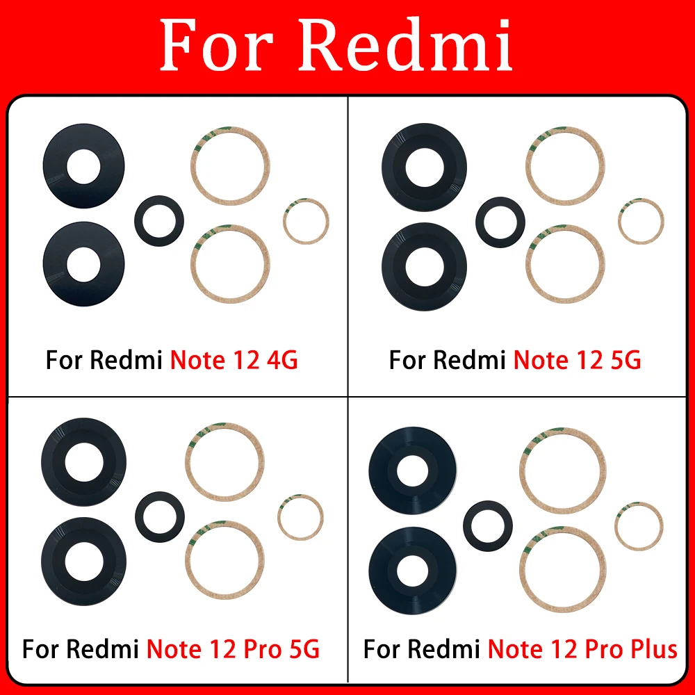 10Pcs，NEW Rear Back Cover Camera Glass Lens With Glue Adhesive For Xiaomi Redmi 13C 12C 12 Lite 11 Note 12 4G 13 Pro Plus 10 5G