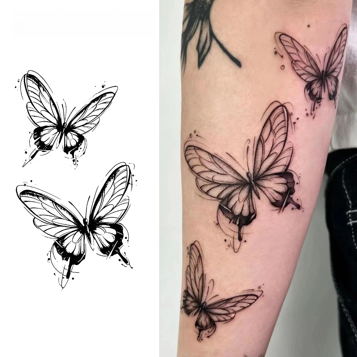 

Butterfly temporary tattoo sticker, waterproof magic tattoo, lasts to 15 days fake tattoo, semi permanent tattoo