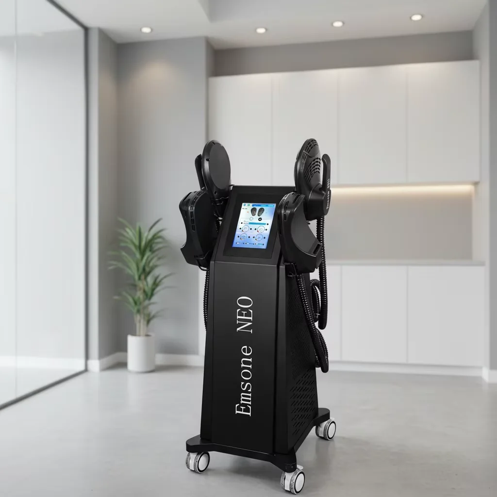 

Профессиональный аппарат для салонов красоты 2026 EMSone NEO с 4 насадками, RF и EMS массажер для подтяжки кожи