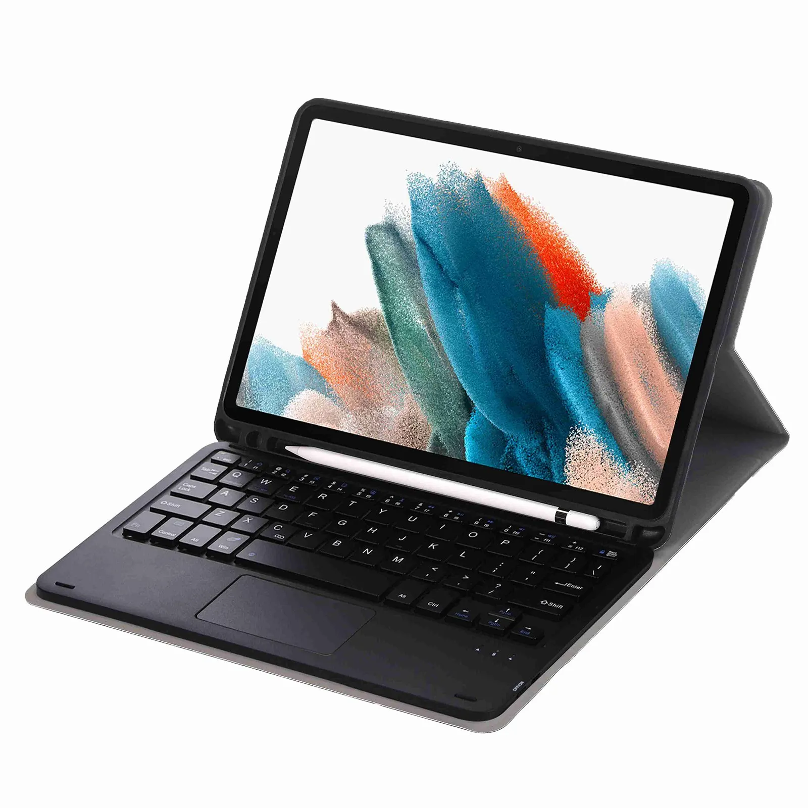 A08B-A for Samsung Galaxy Tab A8 10.5 (2021) / (2022) SM-X205 / X200 Keyboard with Touchpad Pen Slot Design Leather + TPU Tablet