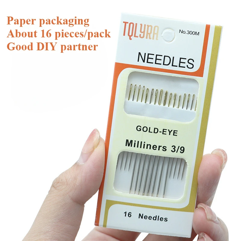 16pcs/Bag Tail Gold Plated Hand Sewing Needles Large Eye Thick Sewing up Needle Embroidery Mending Quilt Hand Sewing Combination