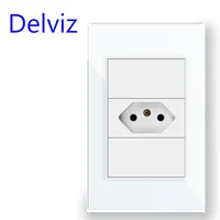Delviz Brazil Standard Power Outlet,10A/20A 1 Pins hole AC 110V~250V,120mm*72mm Crystal Glass Panel,BR Electric plug Wall Socket 3