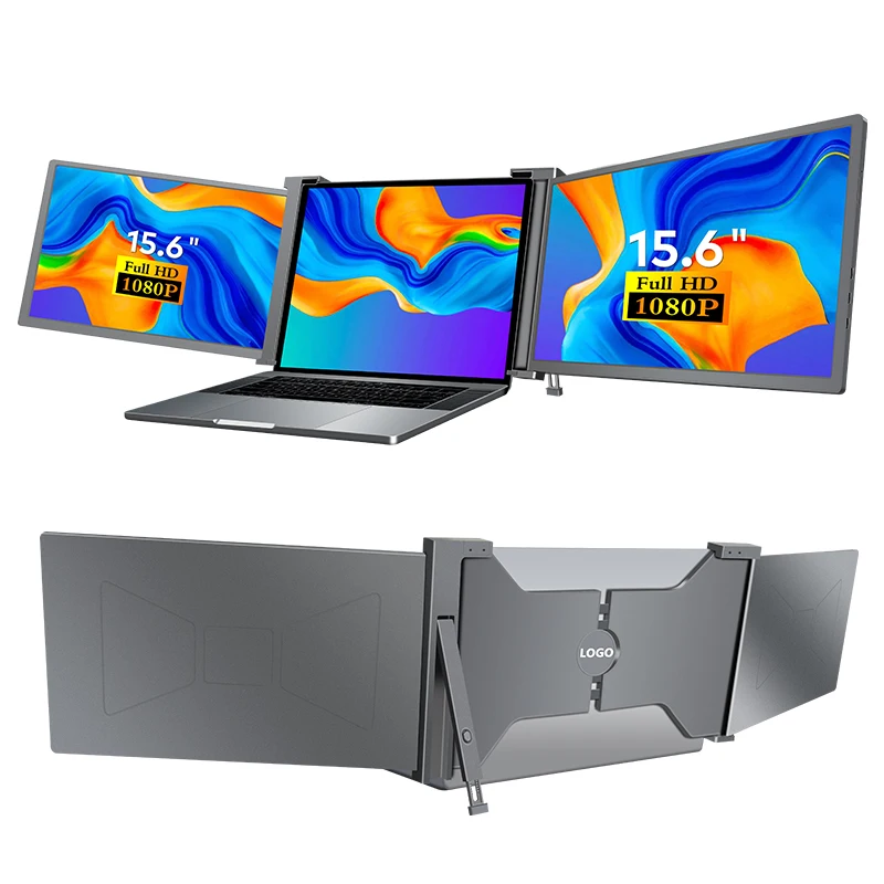 FOPO S9C 15.6 Inch Multi Screen Computer PC Split Display for Laptop Screen Extender 1920*1080P IPS Triple Portable Monitor