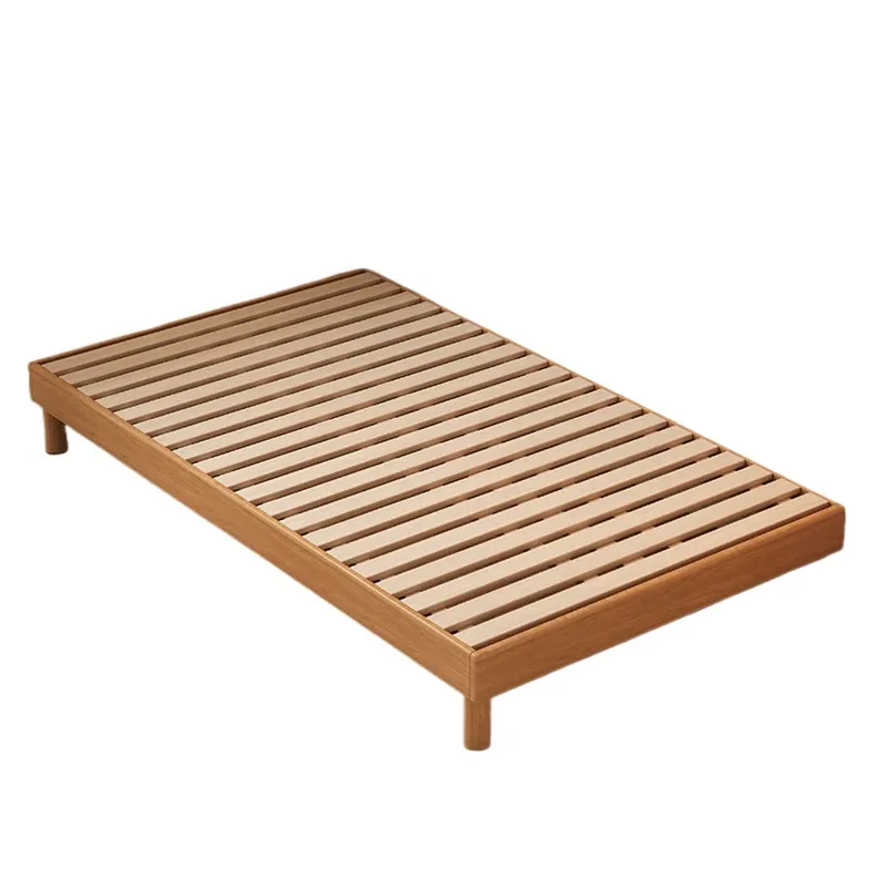 Simple log wind solid wood bed, bedroom environmentally friendly small bed