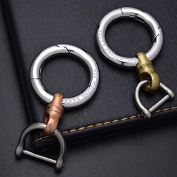 Luxury Copper Capsule Car Keyring 360°Rotation Key Ring Bracket EDC Key Chain Connection Buckle Vintage Keychain Accessories